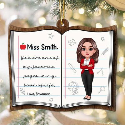 Favorite Page In My Book Of Life Teacher Appreciation Gift Thank You Gift Personalized 2 Layer Wooden Ornament