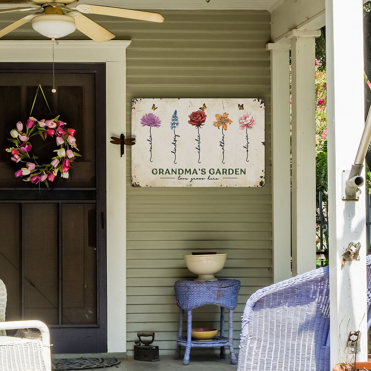 Grandma‘s Garden Birth Flowers Garden Decor Gift For Grandma Personalized Metal Sign