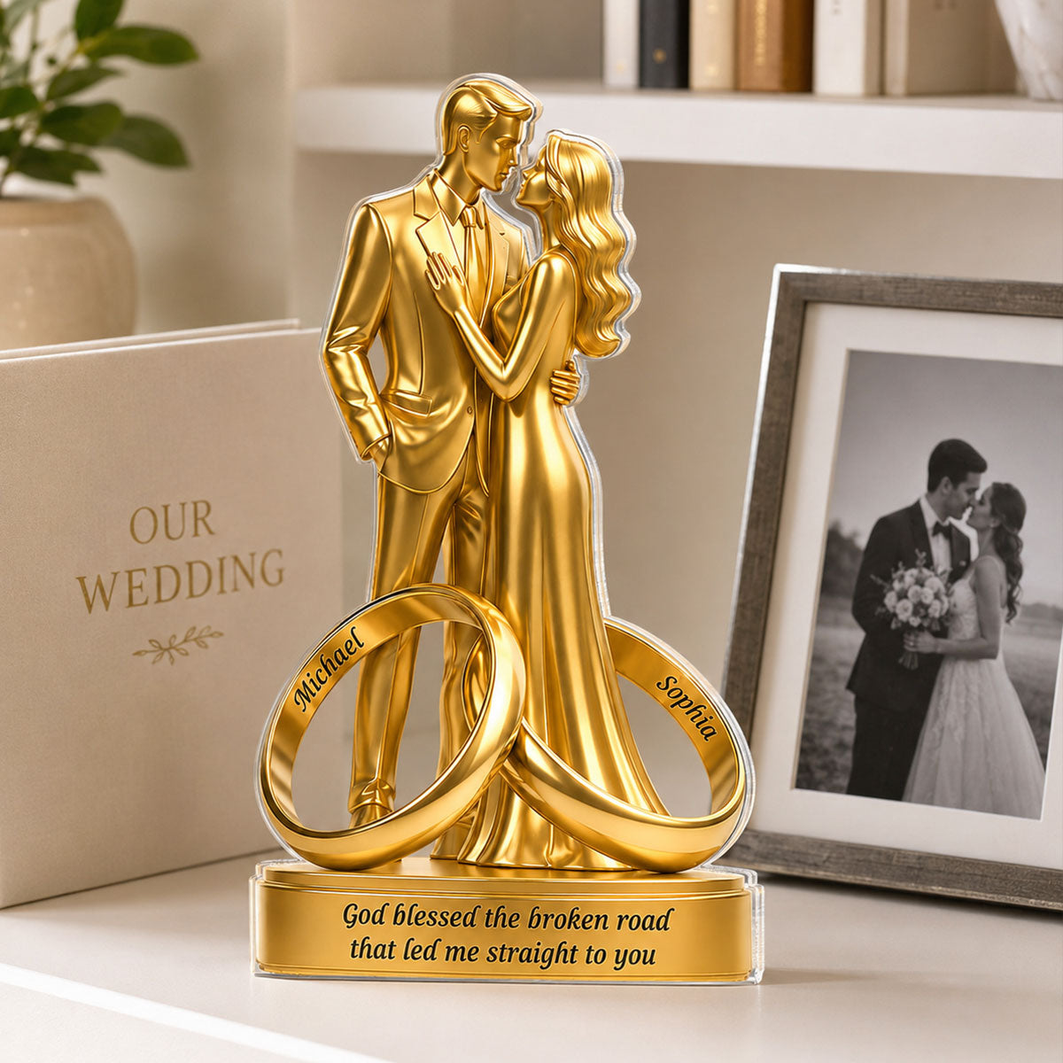 Wedding Couple Romantic Anniversary - Personalized Acrylic Block Plaque - Anniversary Gift, Gift For Couple