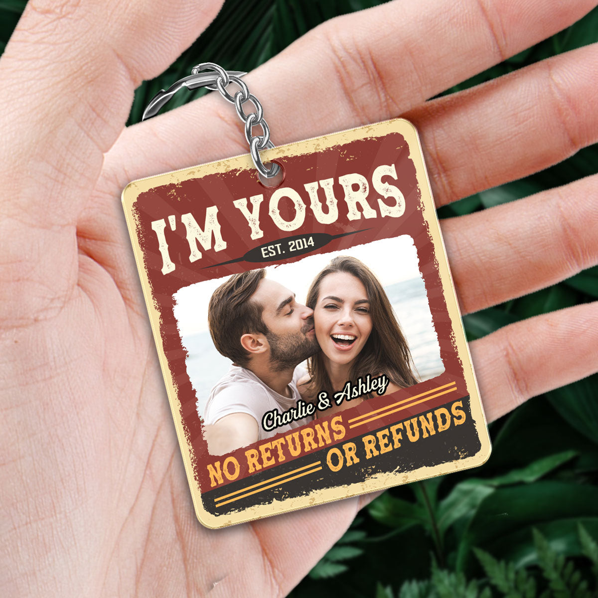 I‘m Yours No Returns Or Refunds Couple Photo Favorite Song QR Code Personalized Acrylic Keychain