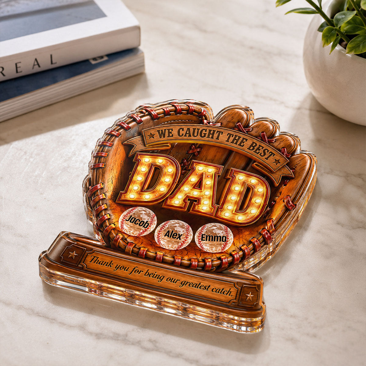 Great Baseball Dad - Personalized Acrylic Block Plaque - Father's Day Gift for Dad, Husband