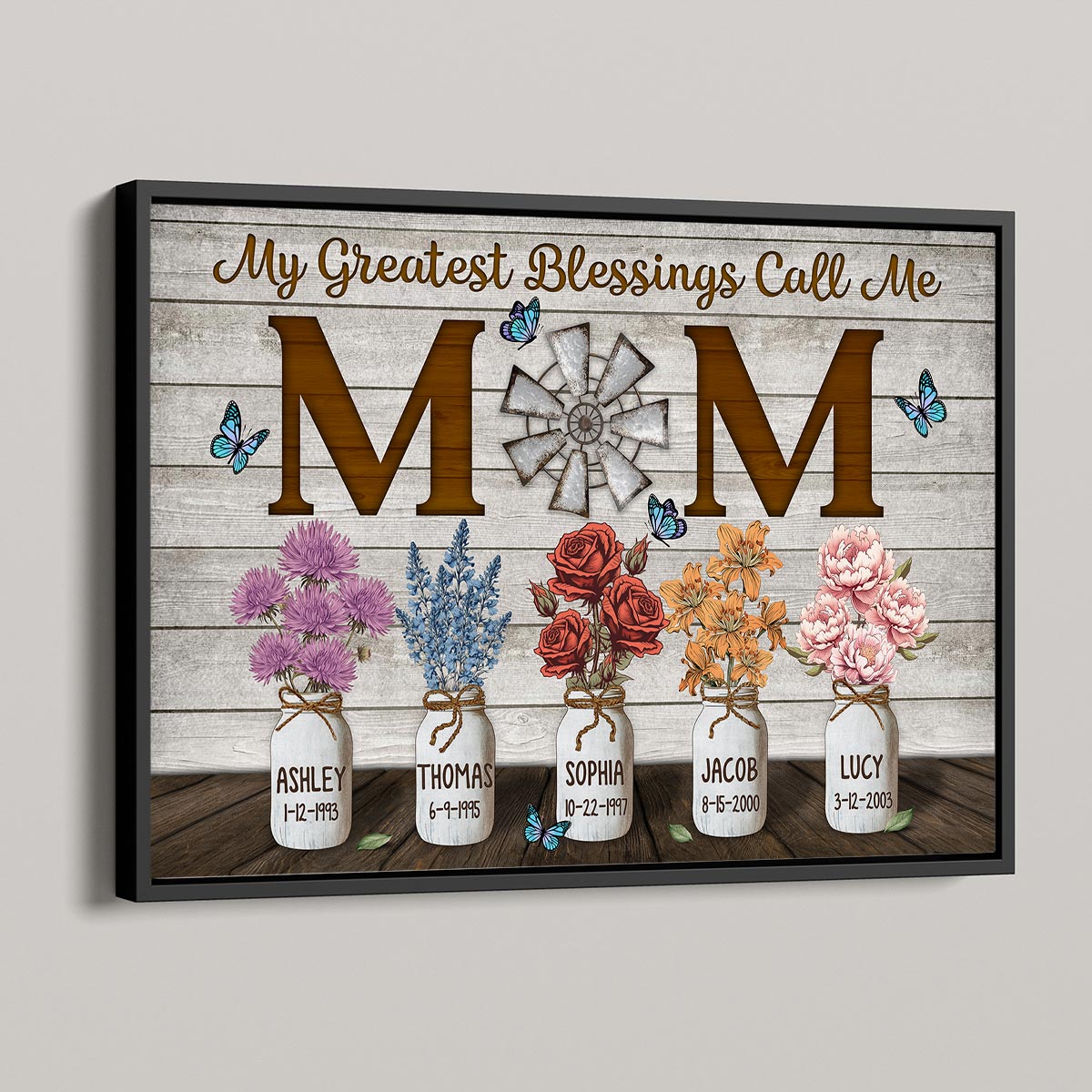 My Greatest Blessing Call Me Mom Rustic Personalized Horizontal Poster