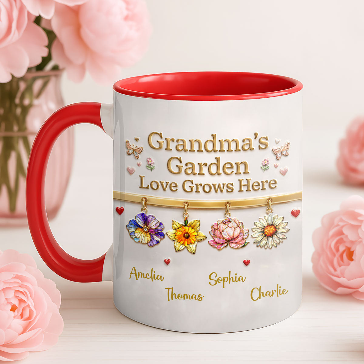 Grandma's Garden Love Grows Here, Custom Birth Flower - Personalized Mug - Mother's Day Gift for Grandma, Mom
