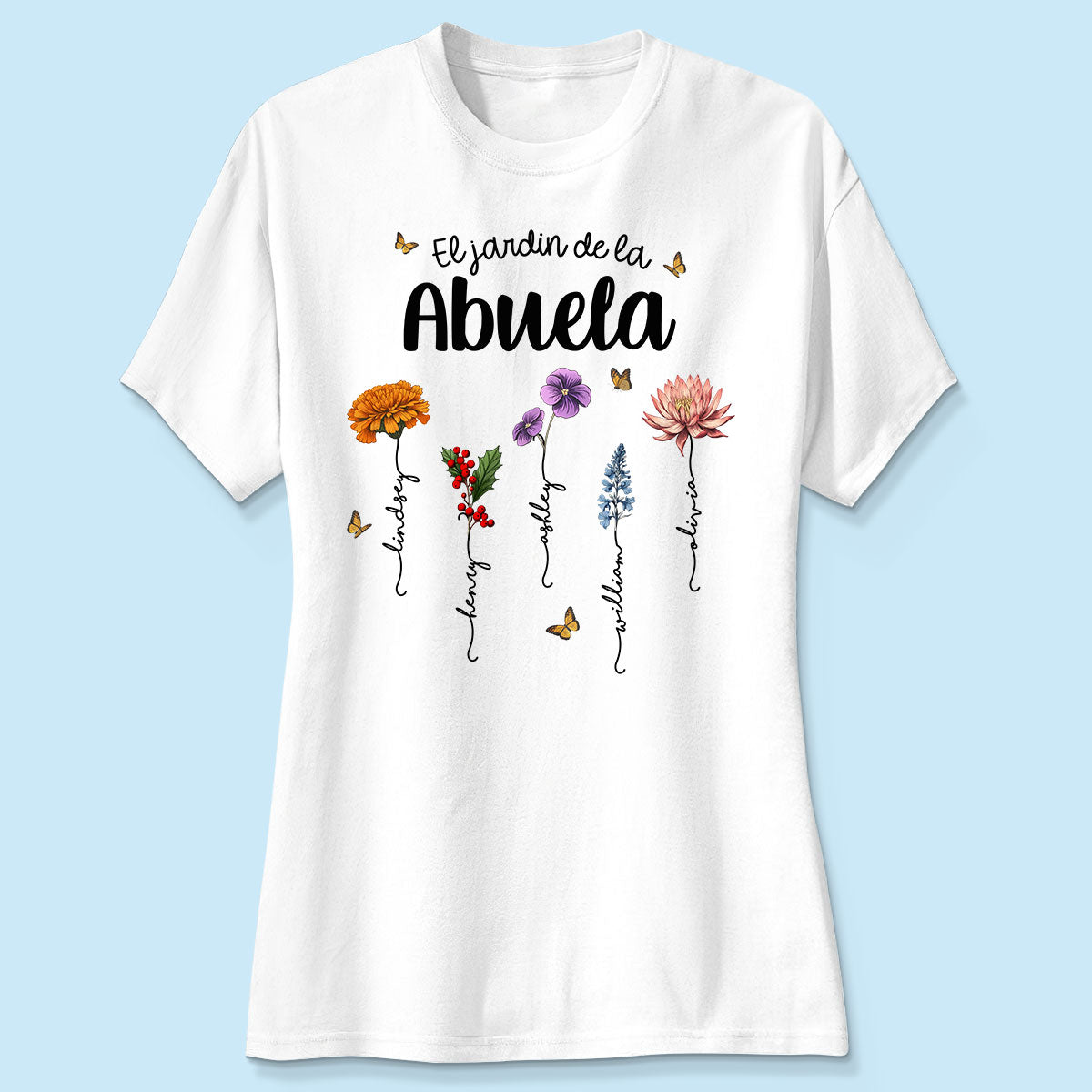 Abuela's Garden El Jardin De la Abuela Grandma's Garden Personalized Shirt