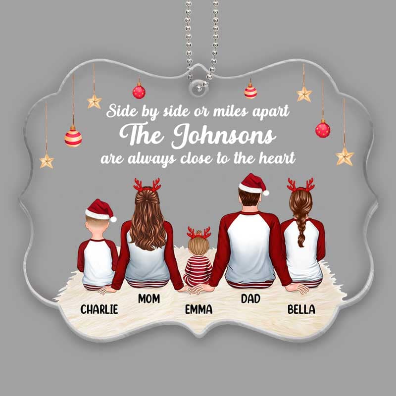 Pajamas Family Side By Side In House Personalized Acrylic Ornament