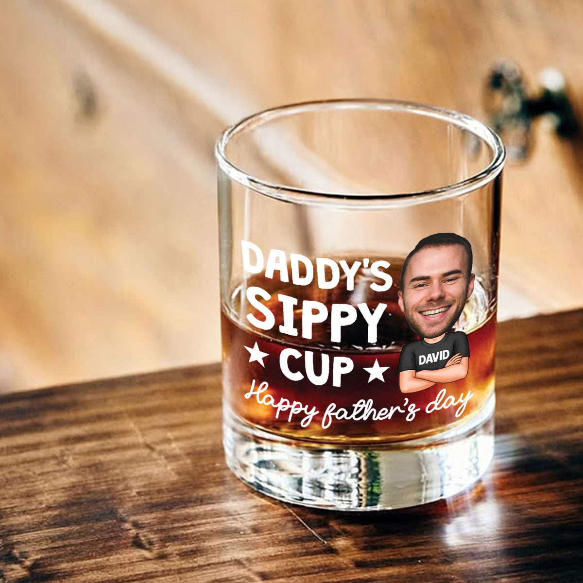 Daddy's Sippy Cup Happy Father's Day Personalized Whiskey Glass, Gift For Dad