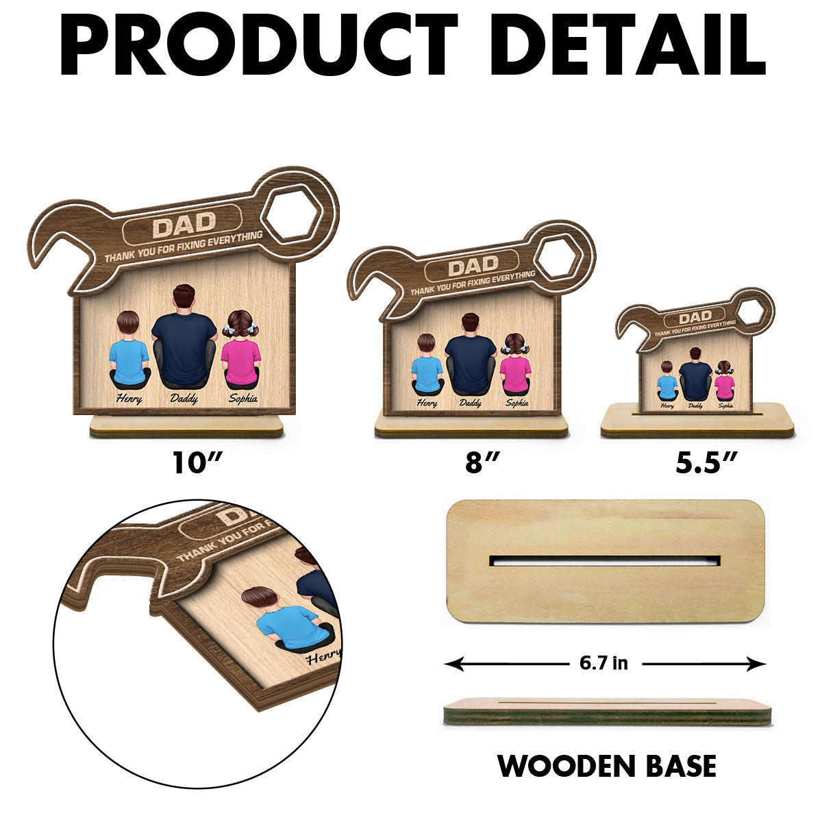 Dad Thanks For Fixing Everything Personalized 2-Layer Standing Wooden Plaque
