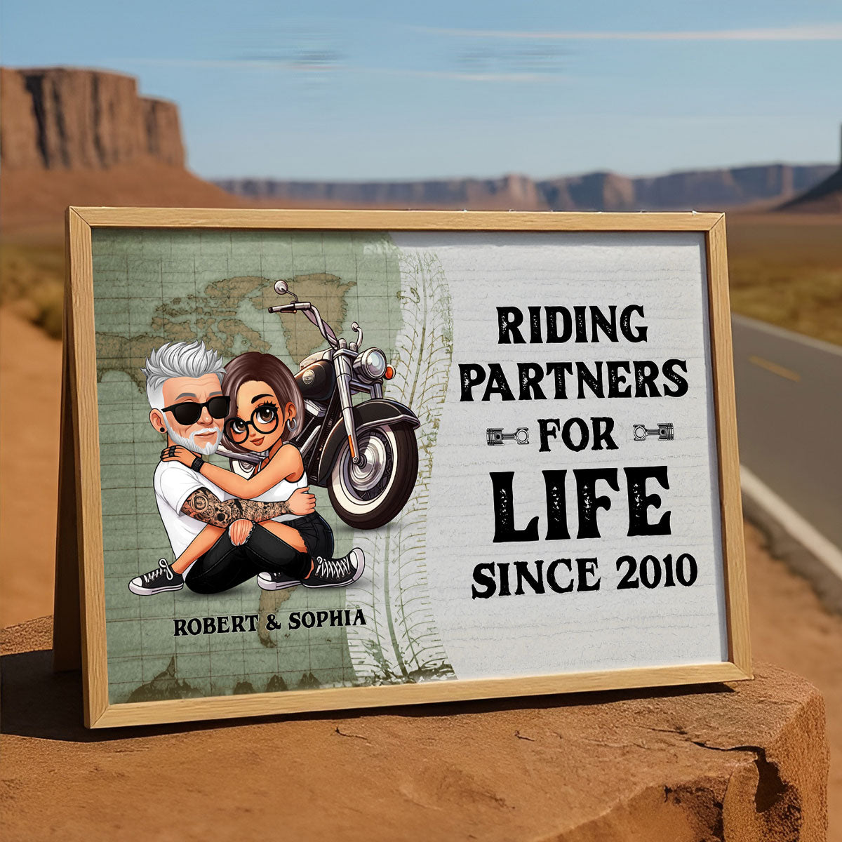 Riding Partners for Life Biker Couple Personalized Poster, Birthday, Anniversary Gift for him, Gift for her