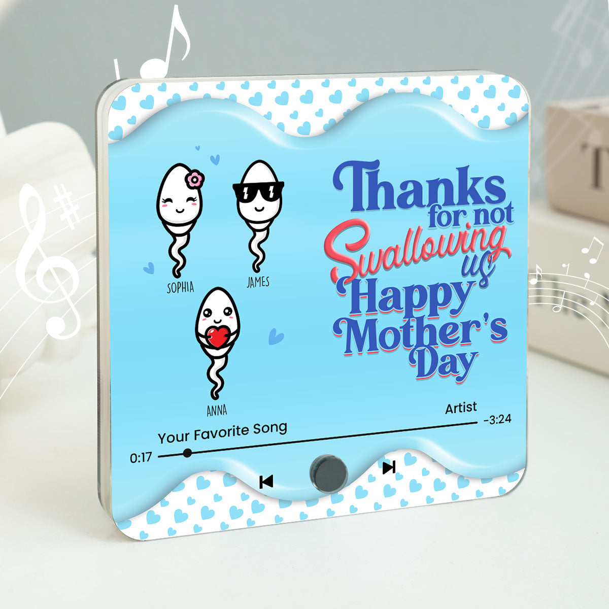 Thanks for not Swallowing Me Personalized Music Fridge Magnet, Funny Gift for Mom, Gift for her