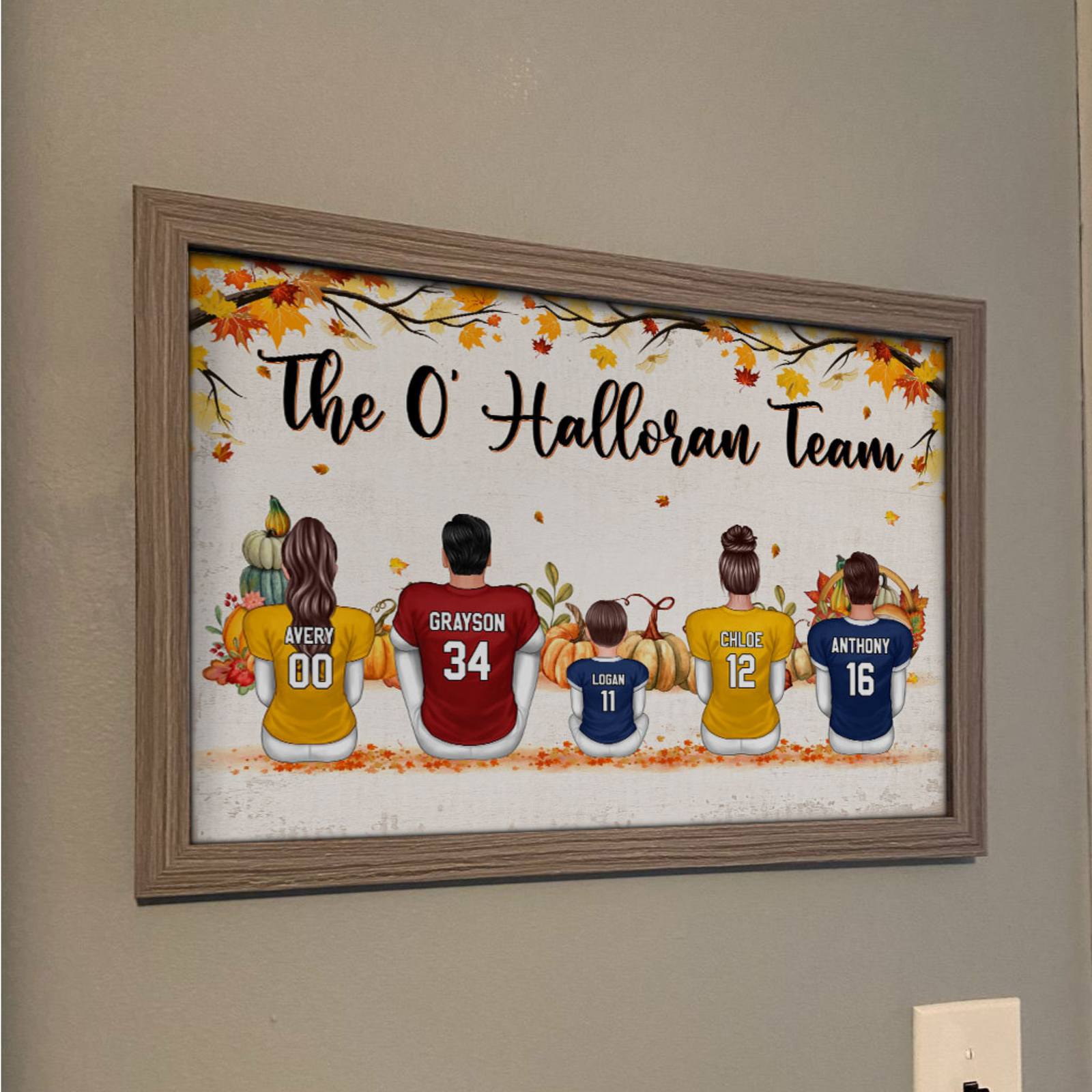 Fall Season Football Family Sitting - Personalized Poster - Gift For Husband Dad Grandpa