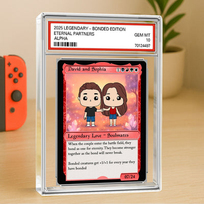 Couple Square Face Fantasy Trading Card Style Personalized Acrylic Block Plaque, Gift For Couple
