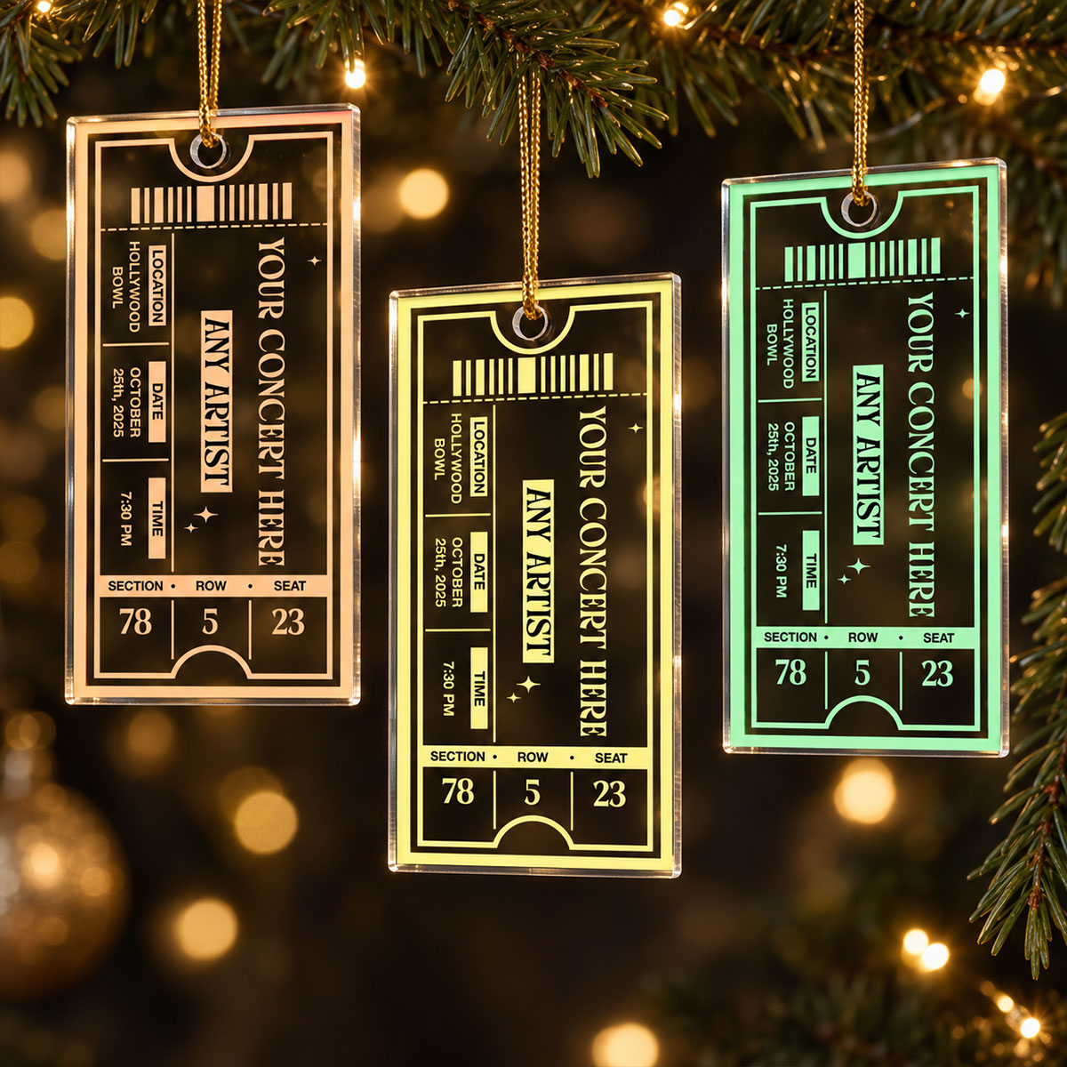 Concert Ticket - Personalized Acrylic Ornament - Music Keepsake, Gift for Couple or Friend
