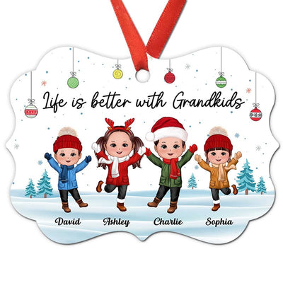 Happy Doll Kids In Snow Christmas Personalized Christmas Ornament