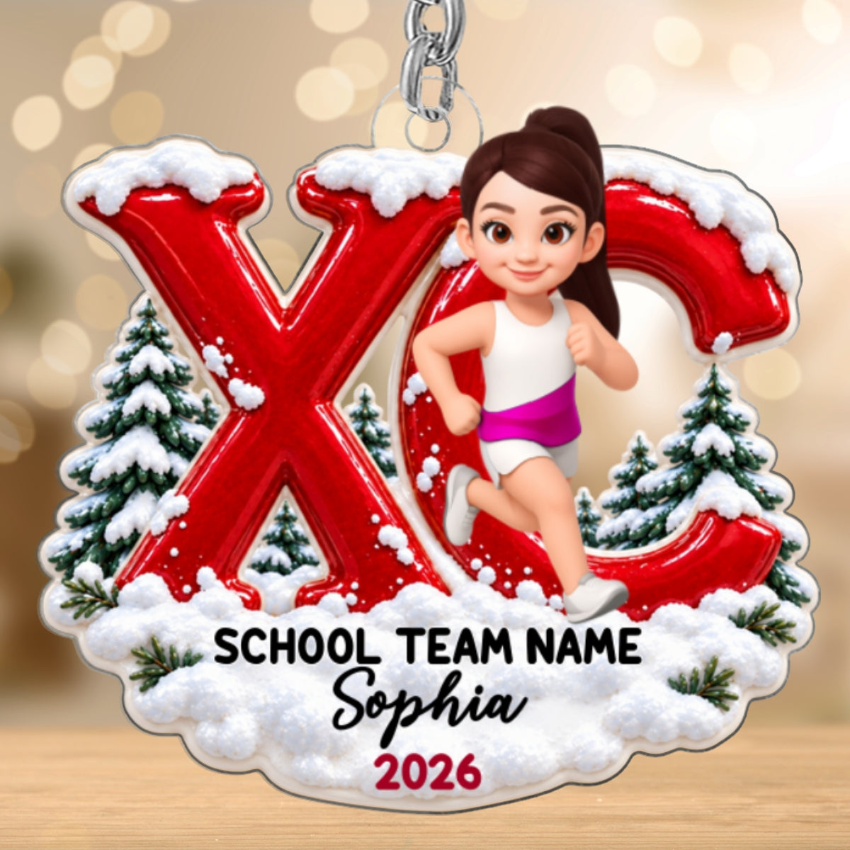 Trending Cross Country - Personalized Acrylic Keychain - High school Runner Keepsake, Custom Running Christmas Gift For Boy Girl Runner