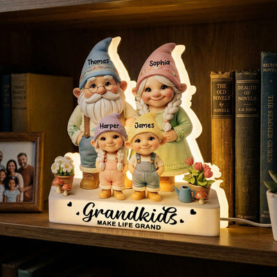 Gnome Grandma Grandpa Grandkids - Personalized Light Box - Mother's Day Gift For Grandma