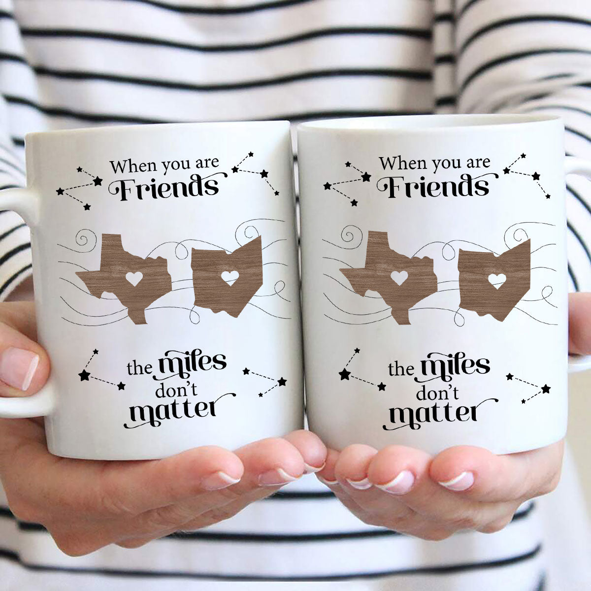 Long Distance Family Friends Siblings Sisters Besties Personalized Mug, Togetherness Christmas Gift