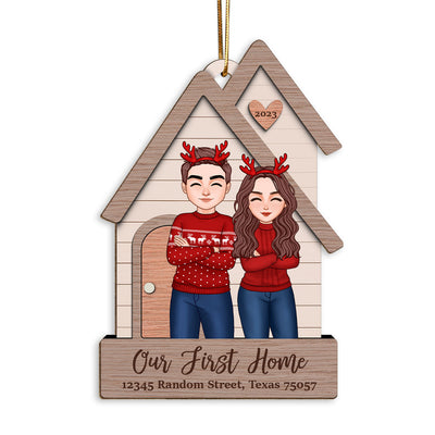 Our First Home Christmas Cool Couple Housewarming Gift Personalized Wooden Ornament