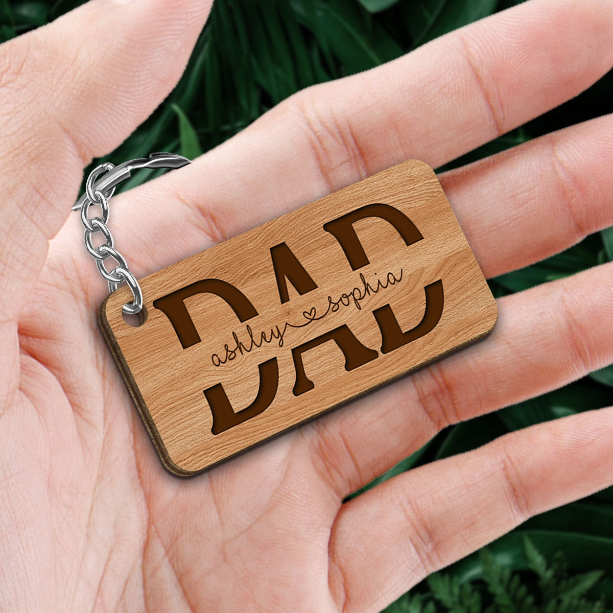 Dad We Love You Gift For Dad Photo Personalized Wooden Keychain