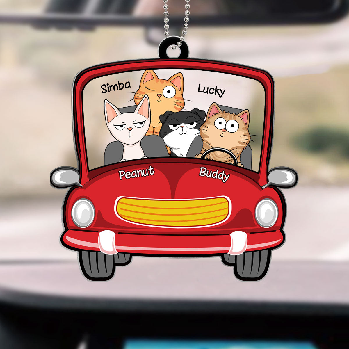 Funny Cats Expression On Car Personalized Acrylic Car Hanger