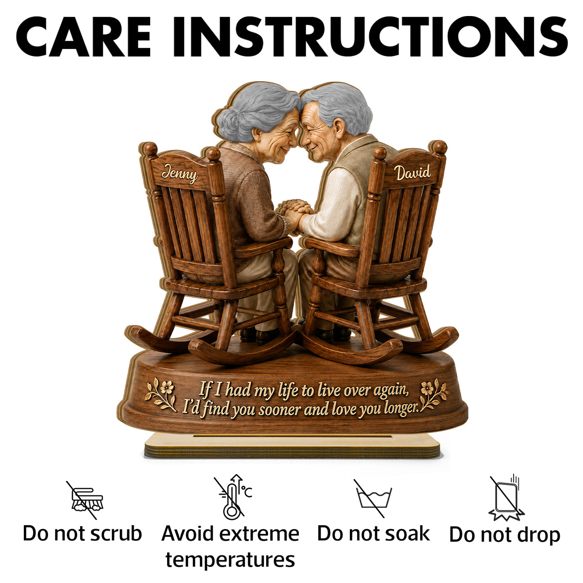 If I Had My Life to Live Again Growing Old Couple - Personalized 2-Layered Wooden Plaque - Anniversary Gift for Her, for Him