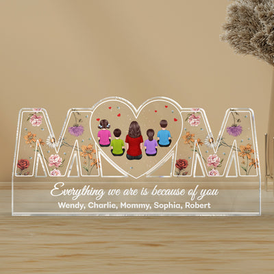 Mom Everything I Am Is Because Of You Personalized Acrylic Block Plaque