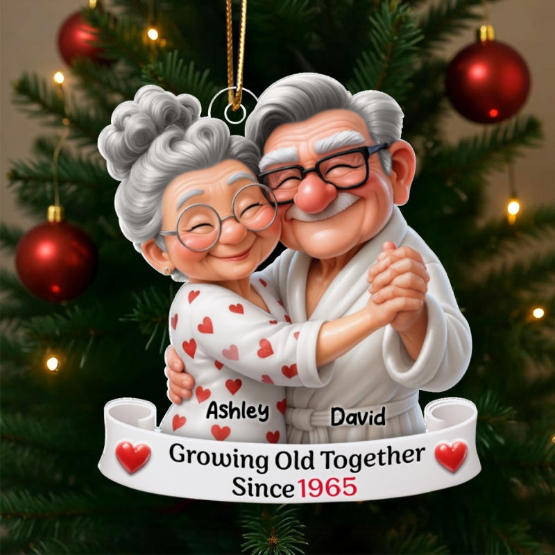 Personalized Old Couple Dancing Acrylic Ornament, Growing Old Together, Christmas Gift For Couple, For Her, For Him, For Wife, For Husband, For Grandparents