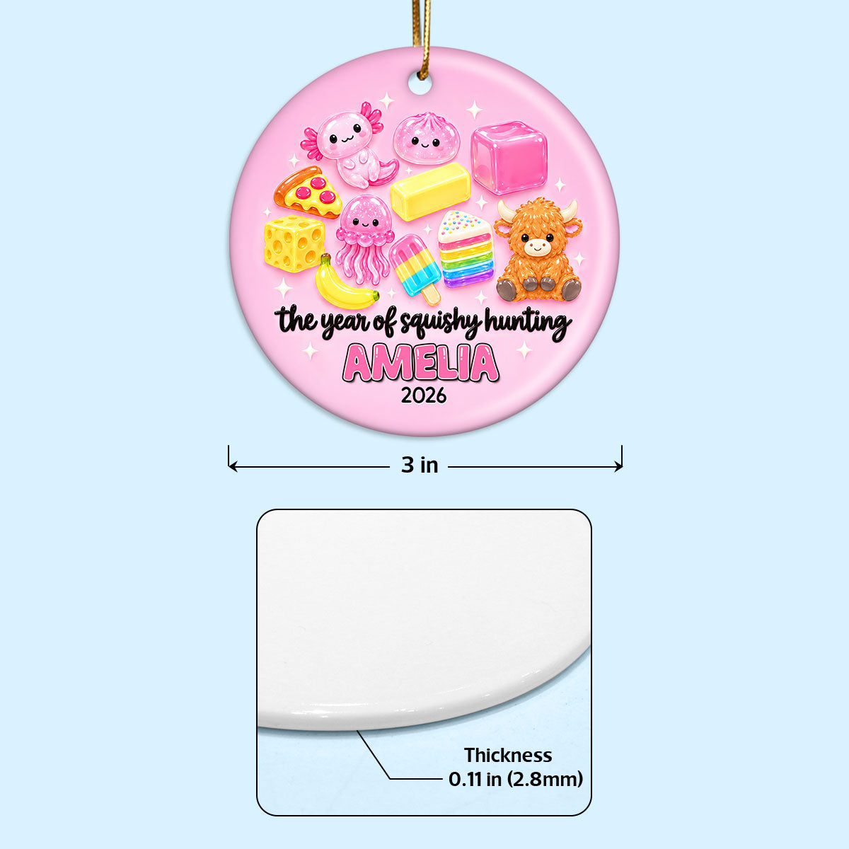 The Year of Squishy Dumpling Cute Characters- Personalized Ceramic Ornament - Christmas Gift for Daughters, Sons, Grandkids