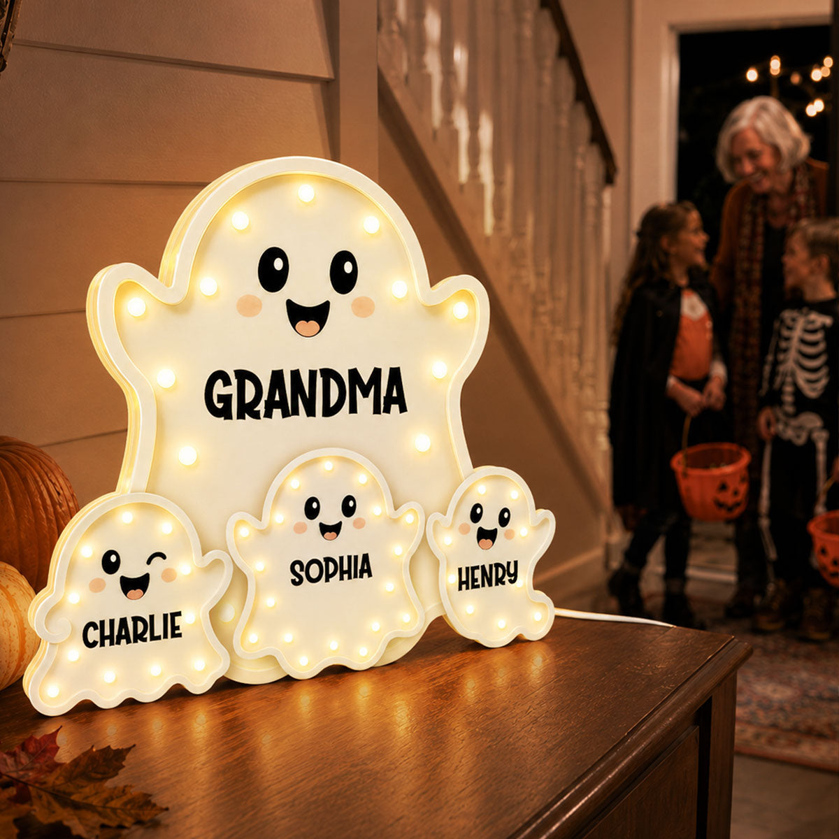 Funny Cute Halloween Grandma's Boo Crew - Personalized Light Box - Halloween Decor For Grandma