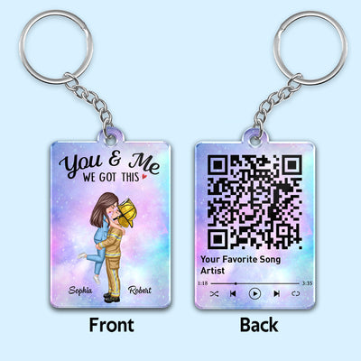 Couple Hugging Kissing Together Since Favorite Song Scannable QR Code Gift by Occupation Gift For Him Gift For Her Personalized Acrylic Keychain