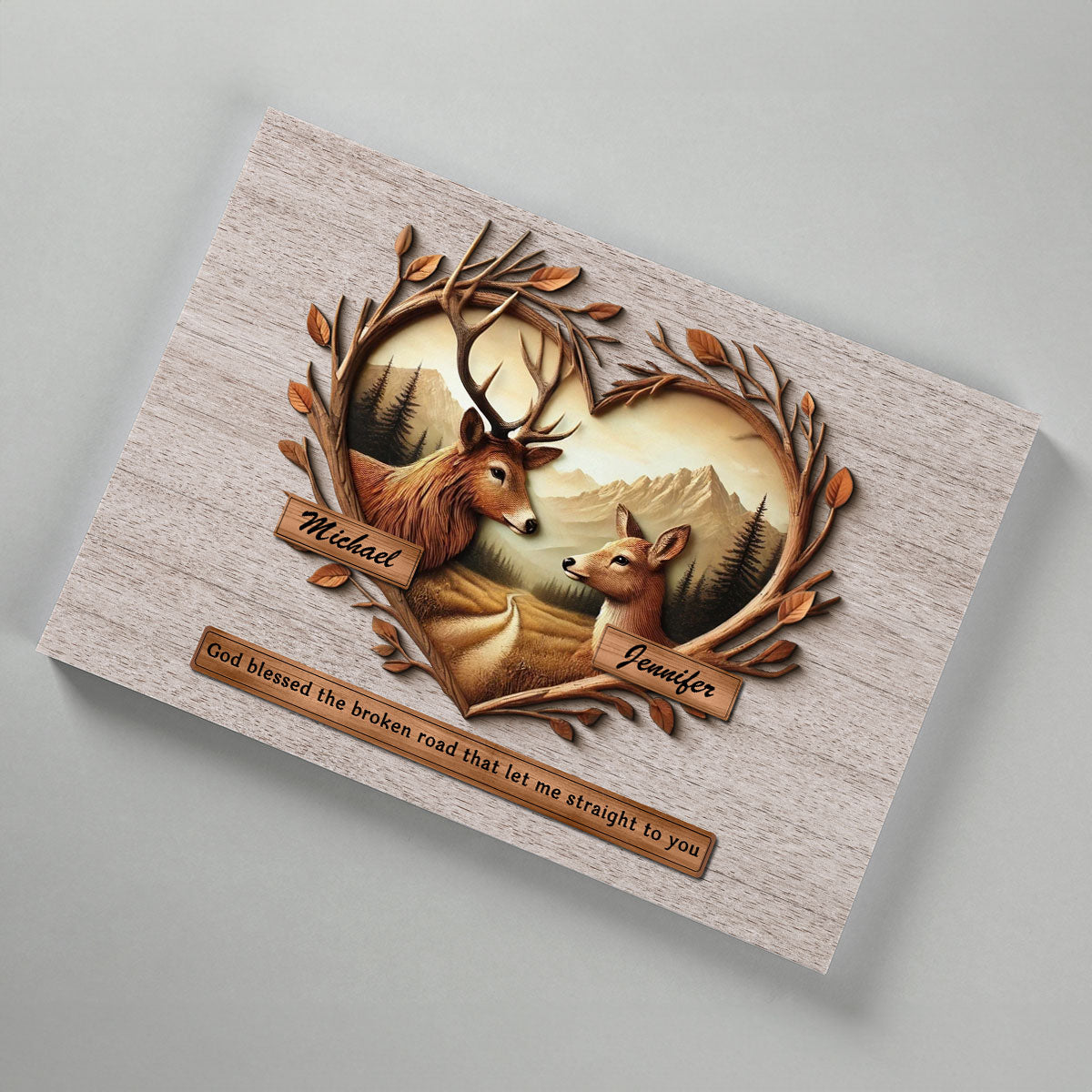 God Blessed The Broken Road That Let Me Straight To You Deer Love Scenery Poster, Best Couple Personalized Home Bedroom Decor, Gift For Couples, For Her, For Him