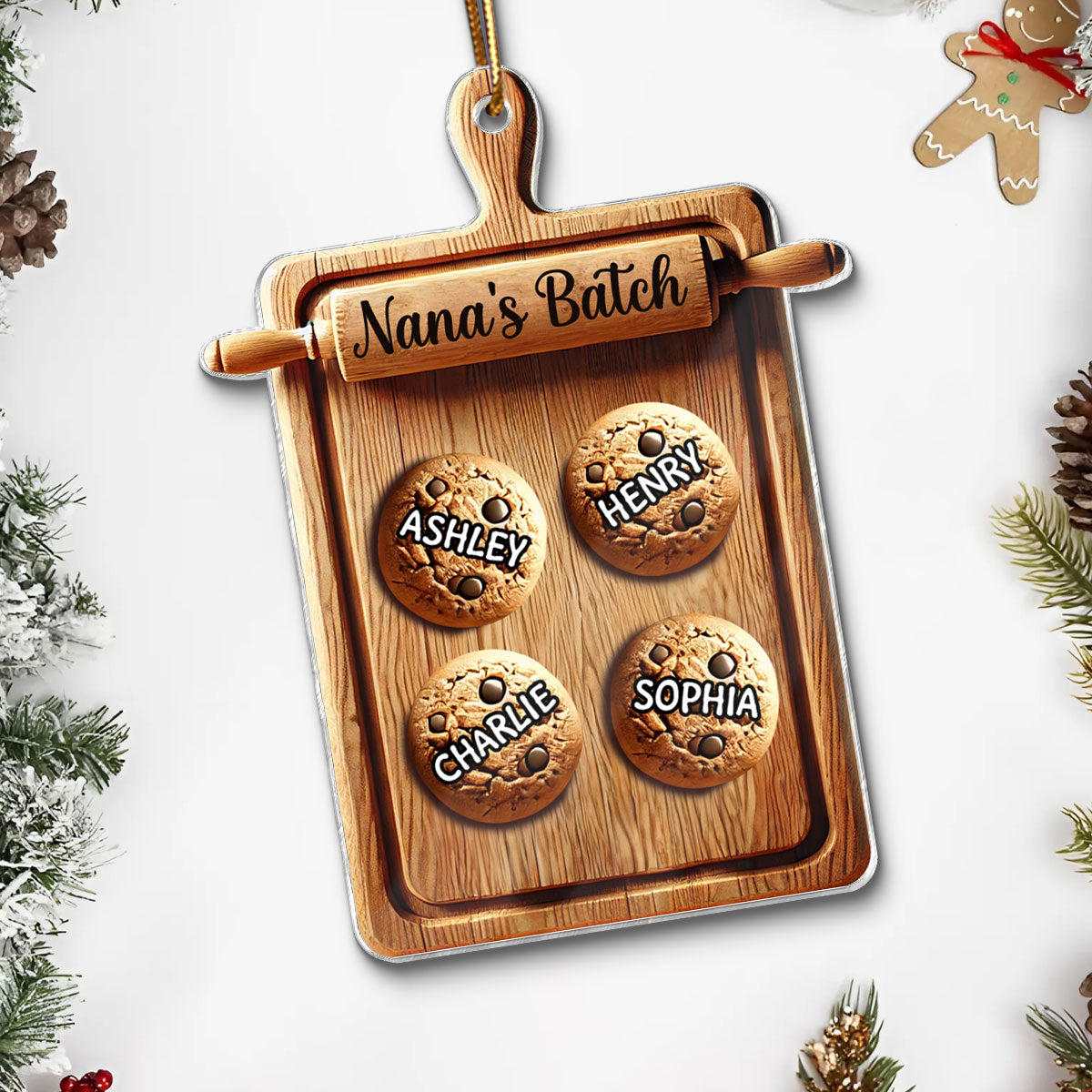3D Effect Grandma's Batch Cookies Cutting Board Christmas Personalized Acrylic Ornament