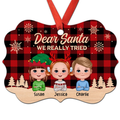 Dear Santa I Really Tried Doll Kids Funny Christmas Personalized Ornament
