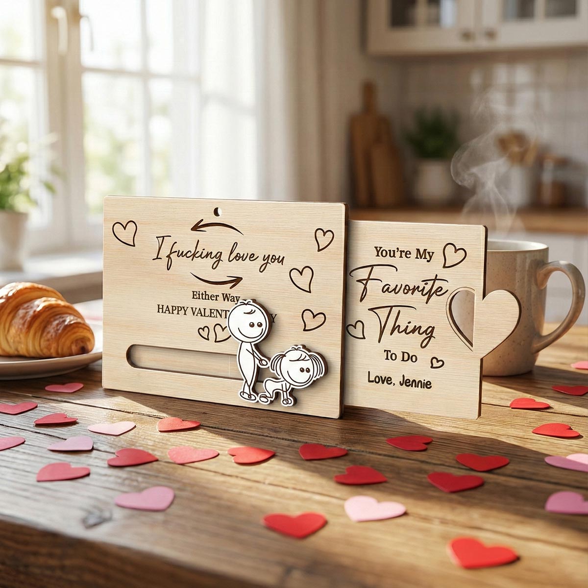 I Fcking Love You Funny Inappropriate Couple - Personalized Wooden Slider Ornament - Funny Gift For Him, For Her