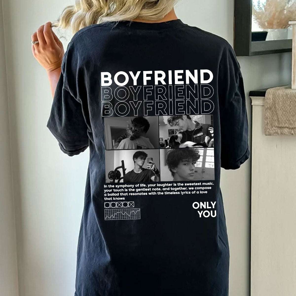Custom Photo Bootleg Tee, Girlfriend Boyfriend 90s Retro Vintage T-Shirt, Pictures Tee for Couple