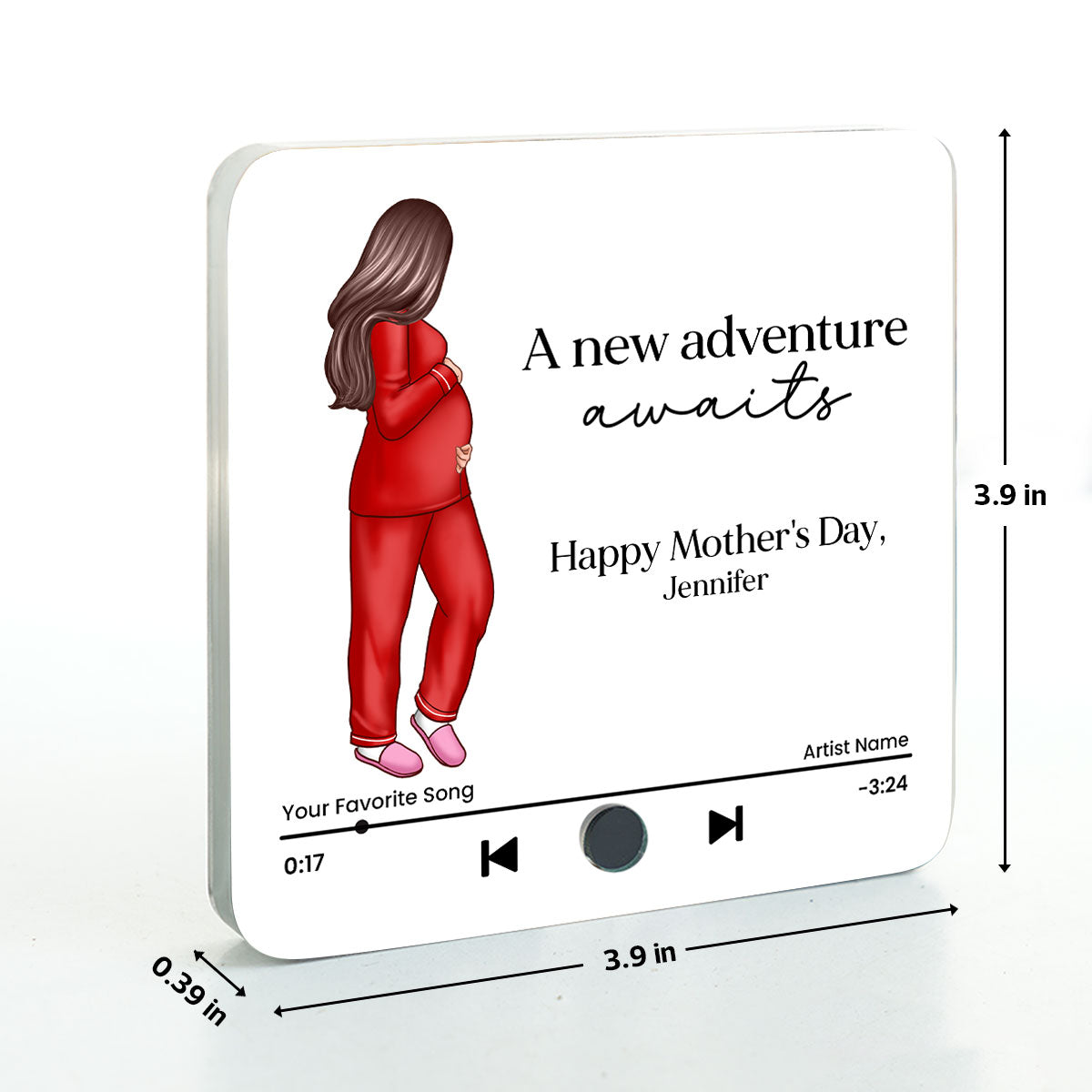 Pregnant Wife Personalized Music Fridge Magnet, Perfect Gift For Pregnant Wife, Custom Favorite Song As Messages