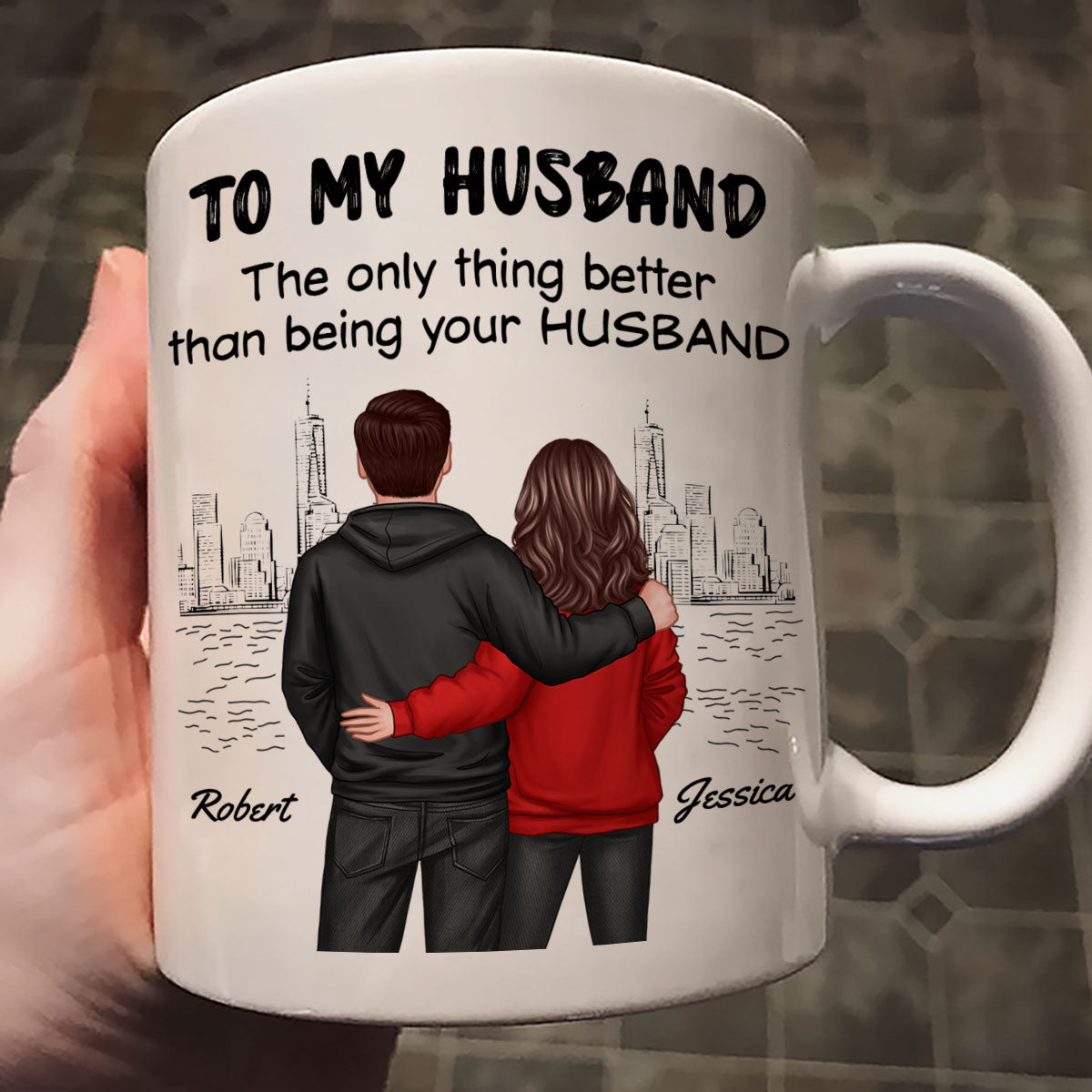The Only Thing Better Than Having You As My Husband Fist Bump Outline Personalized Mug