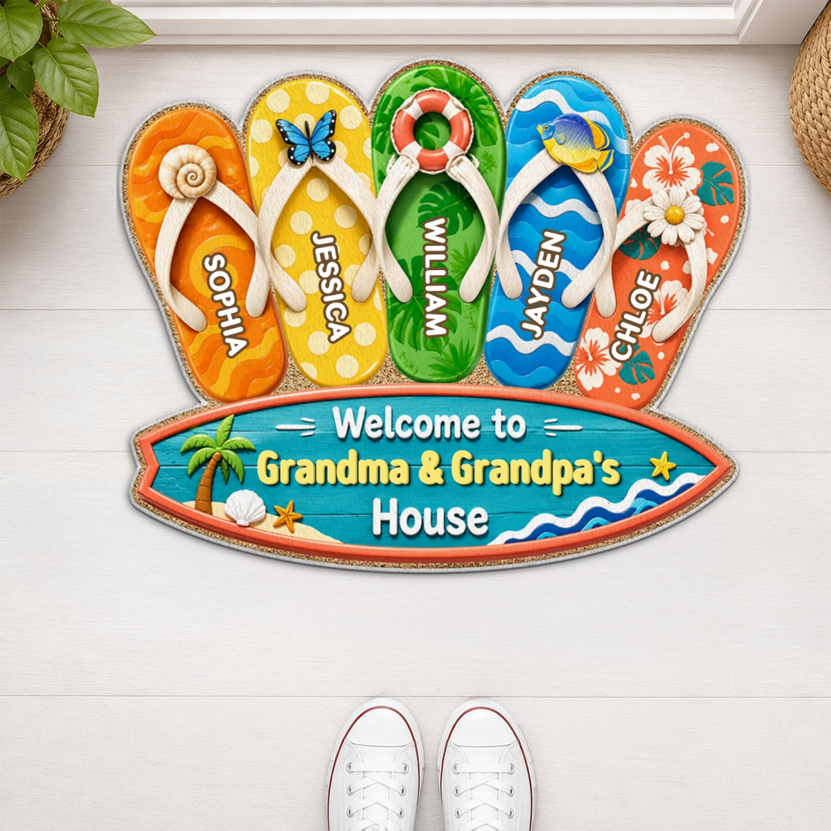 Hello Summer Vibe Welcome To Grandma Grandpa House - Personalized Doormat - Grandparents House Summer Decoration