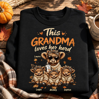 This Grandma Loves Her Herd Fall Season - Personalized Shirt - Cozy Autumn Tee for Grandma