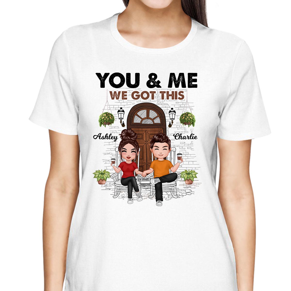 Couple Front Porch Outline Sketch Personalized Shirt