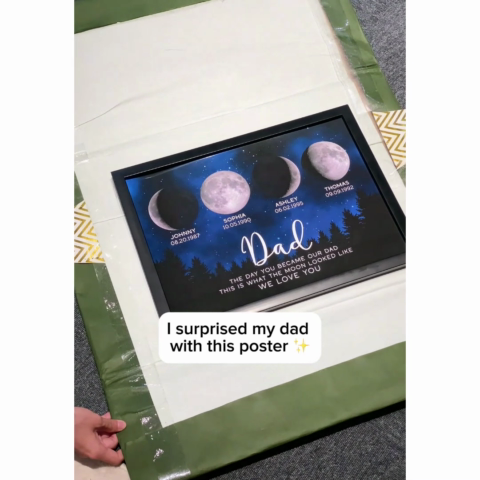 This Is What The Moon Looked Like The Day You Became Dad Grandpa Custom Birth Moon Phase - Personalized Poster
