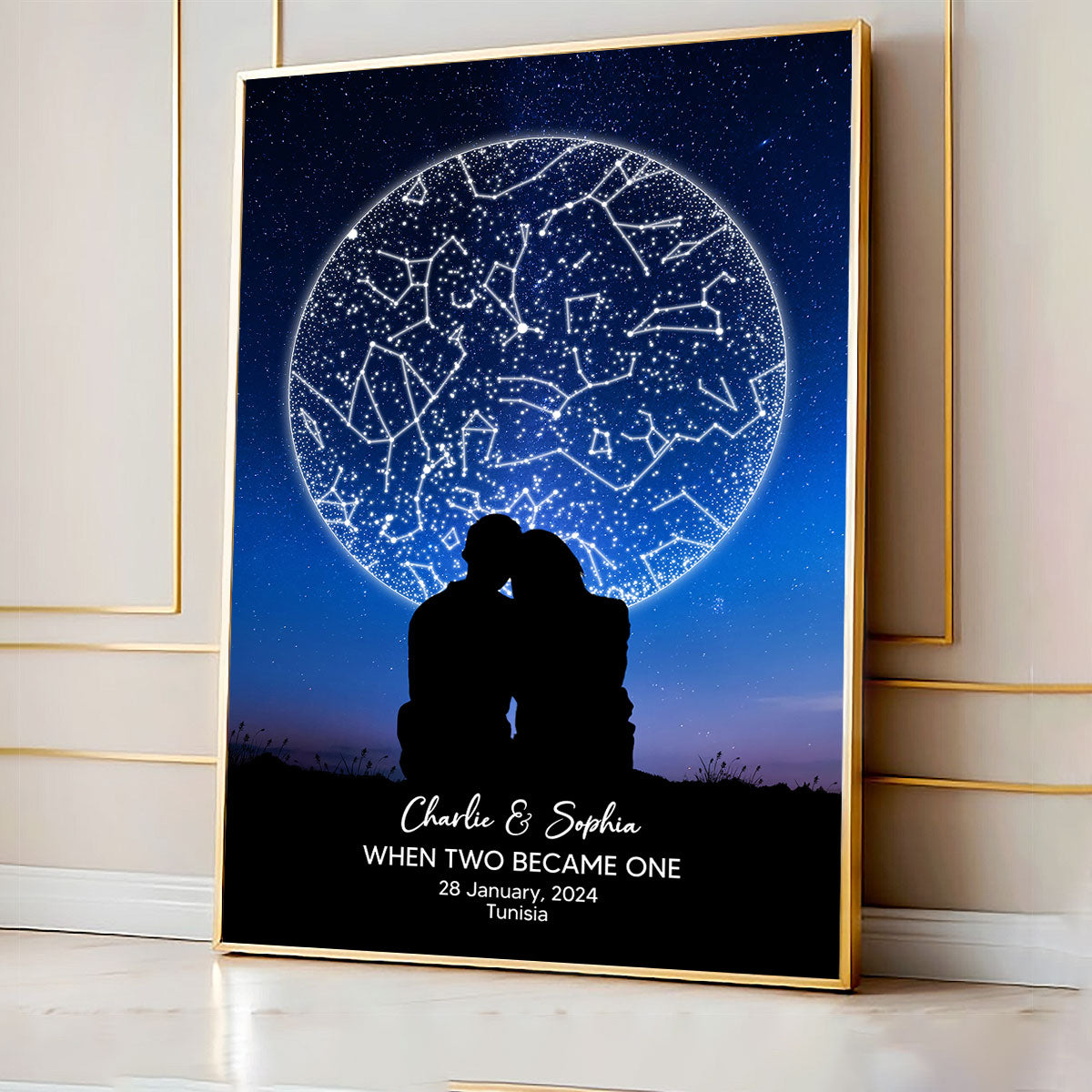 Custom Star Map Couple Under Sky Poster, Capture the Precious Moment, The Night We Met Couple Anniversary Gift, Wedding Gift, Constellation Print, Real Astronomical Data