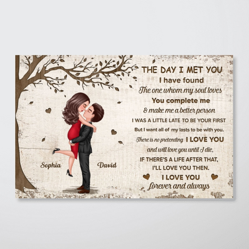 The Day I Met You Hugging Kissing Couple Personalized Poster