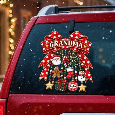 Grandma Retro Christmas Charm Bow - Personalized Decal - Trendy Christmas for Grandma