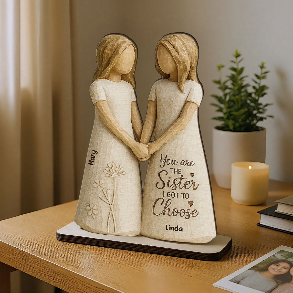 You Are The Sister I Got To Choose 3D Effect Personalized Standing Flat Wooden Plaque, Birthday Gift Friendship Gift for Besties, Best Friends