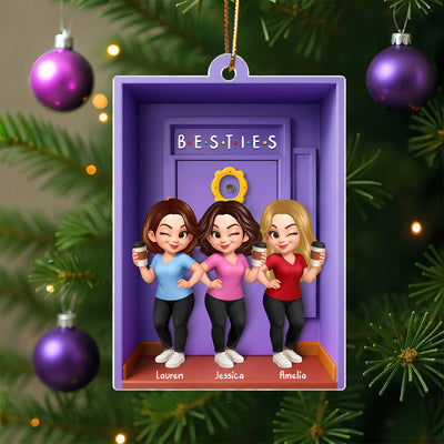 Besties Purple Door Entryway 3D Effect Personalized Acrylic Ornament, Gift for Best Friends, Besties, Sisters