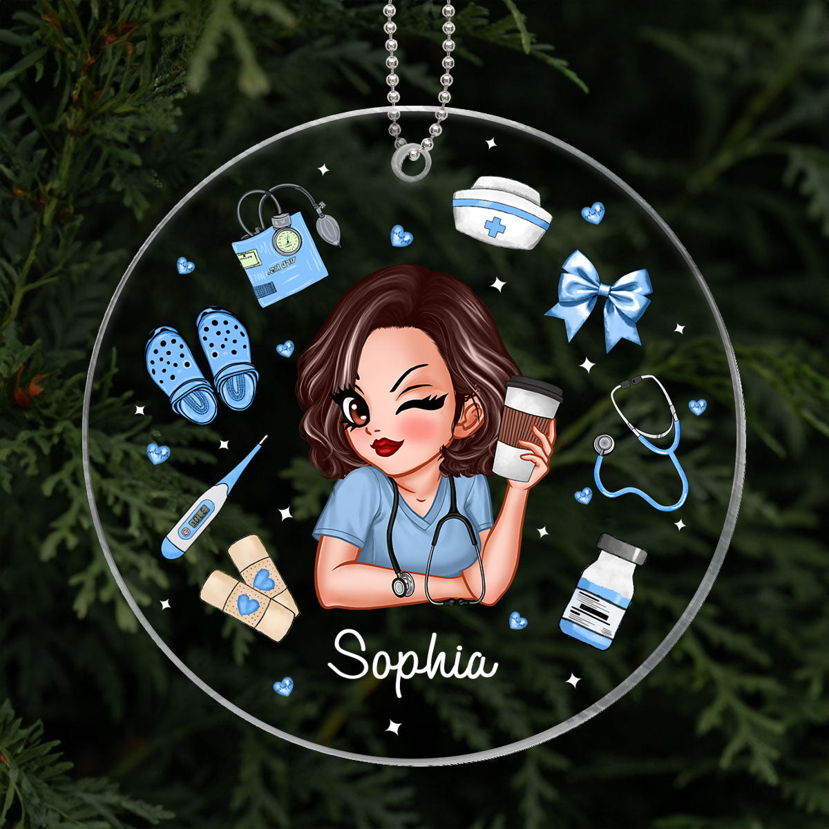 Nurse Things Coquette Style Personalized Acrylic Ornament