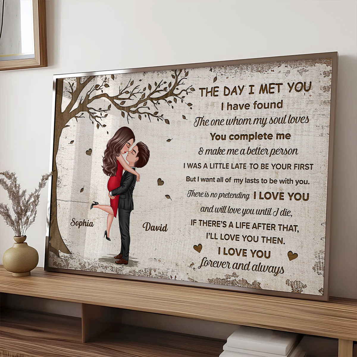 The Day I Met You Hugging Kissing Couple Personalized Poster