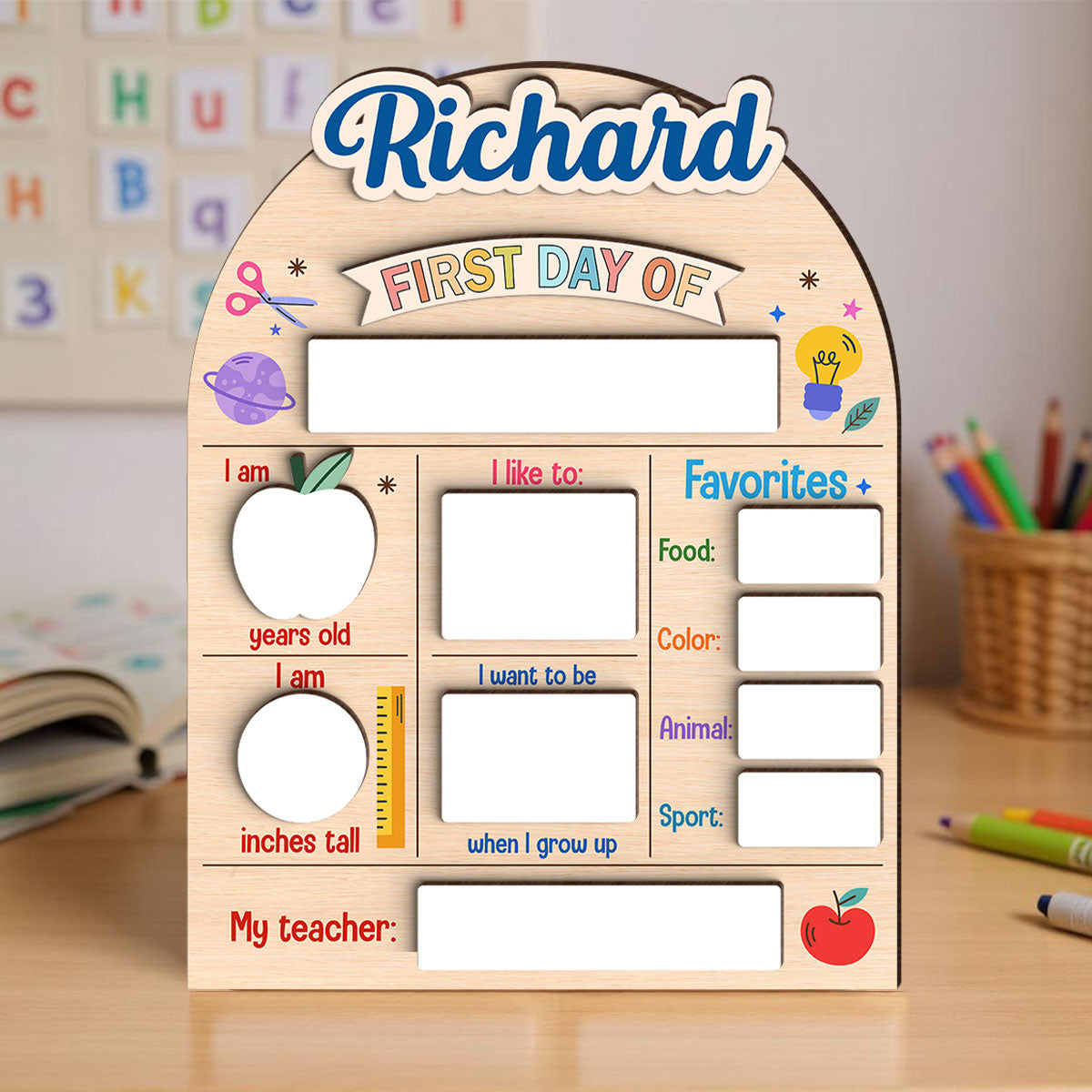 First And Last Day Of School Personalized 2-Layered Wooden Reusable School Sign for Photos, Back to School Sign for Kids