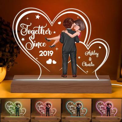 Two Hearts Embracing Hugging Doll Couple Personalized Custom Shape LED