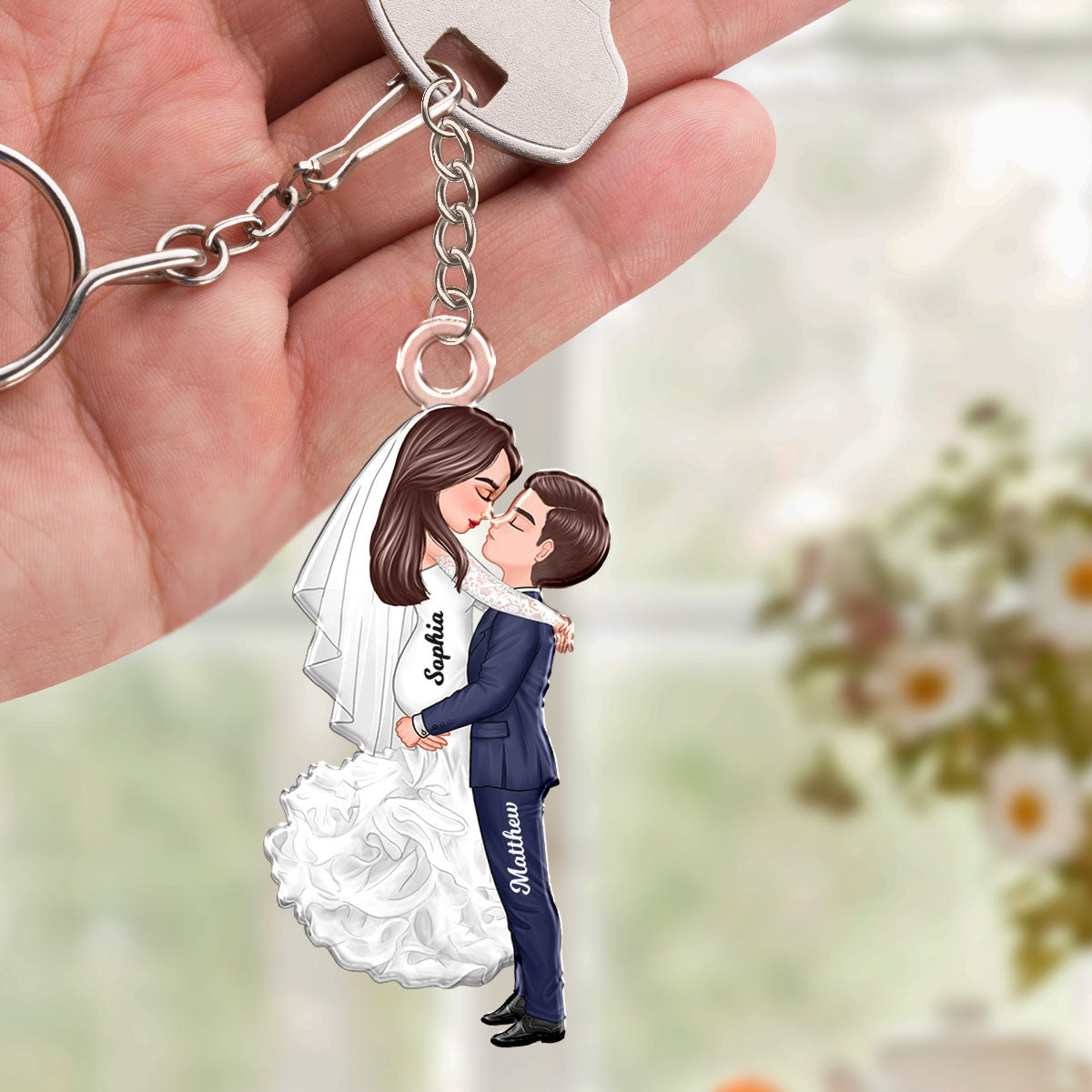 Groom & Bride Hugging Kissing Couple Acrylic Keychain, Perfect Anniversary Gift  Gift Wedding Gift For Her For Him